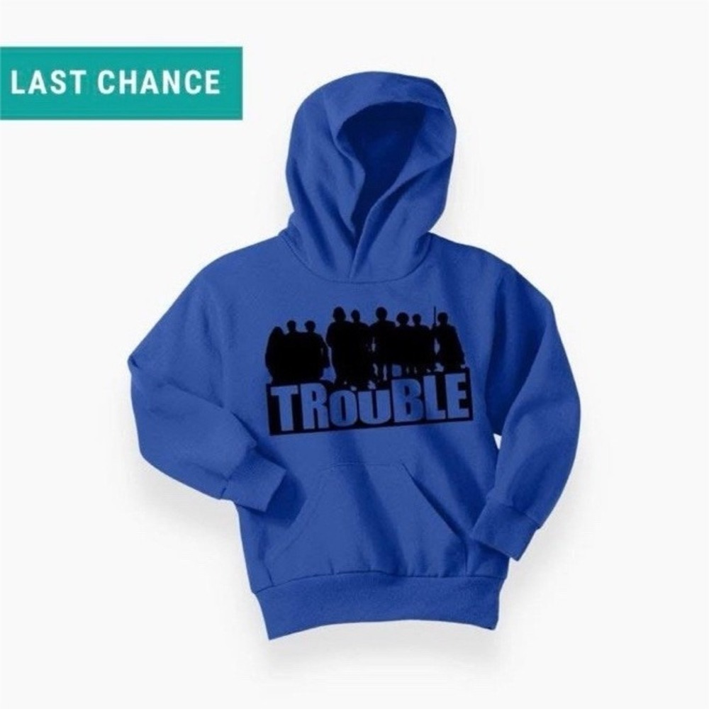 The Chosen Hoodie "Trouble" Unisex Youth M | Blue | Long Sleeve | Pullover | NEW